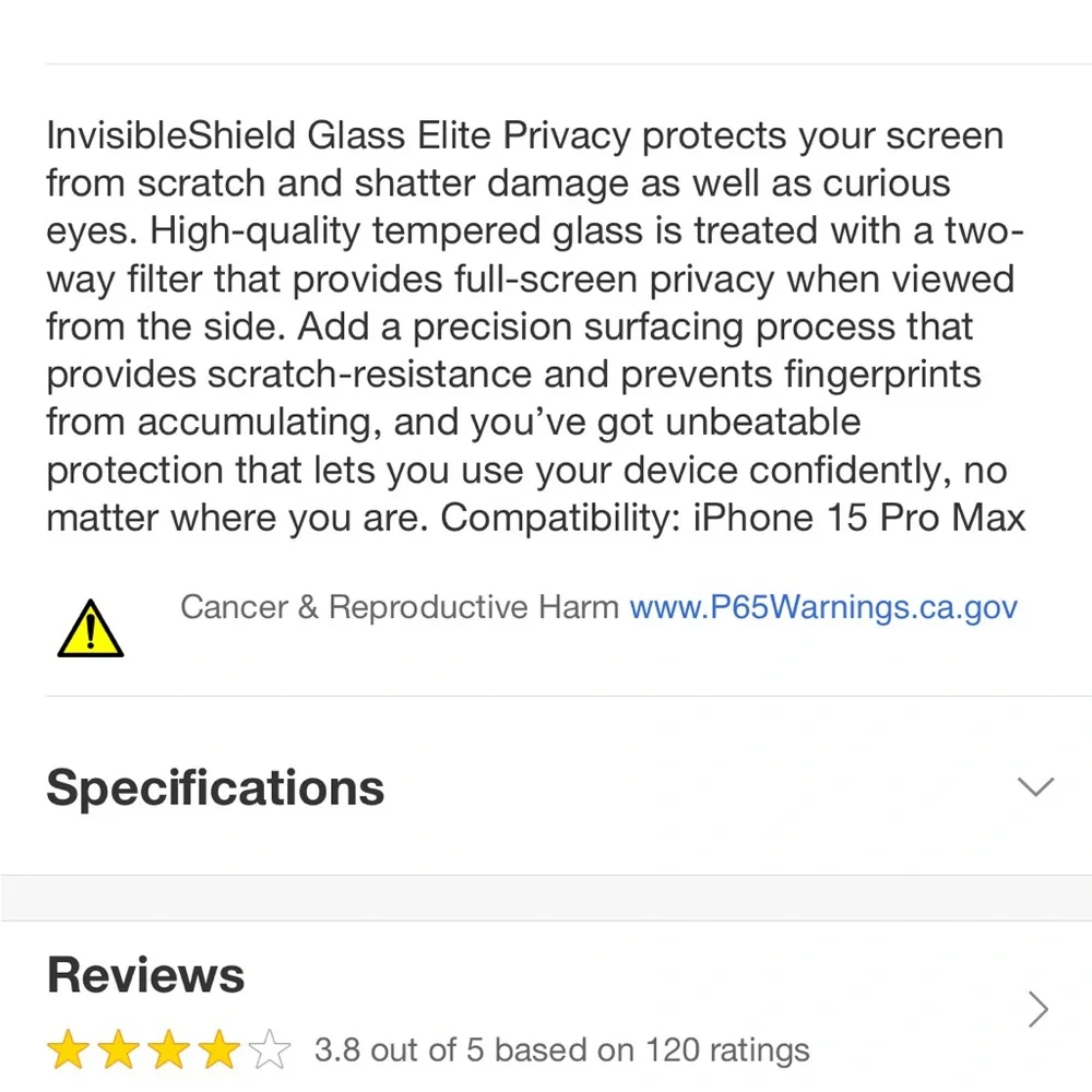 Zag Apple iPhone 15 Pro Max Glass Elite Privacy Screen Protector